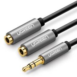 Rozdzielacz audio AUX UGREEN AV123 kabel jack 3,5 mm, 20cm (szary)